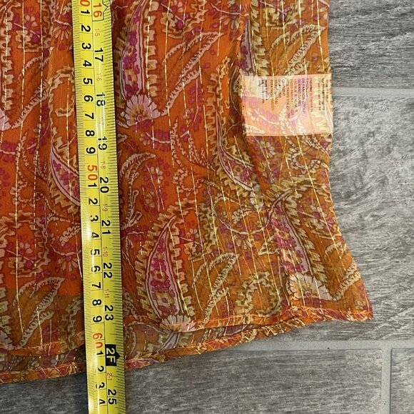 Pablo French Designer Silk Blend Blouse Size 40 US 8 Orange Floral Sheer Boho - Picture 5 of 7